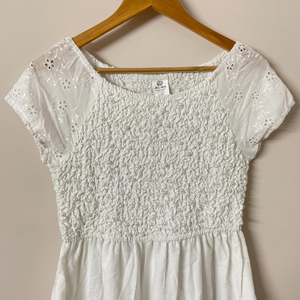Medium- 100% Cotton White Maxi Dress - Picture 4 of 9